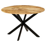 Dining Table Solid Rough Mango Wood and Steel