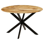 Dining Table Solid Rough Mango Wood and Steel
