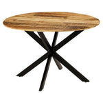 Dining Table Solid Rough Mango Wood and Steel
