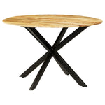 Dining Table Solid Rough Mango Wood and Steel