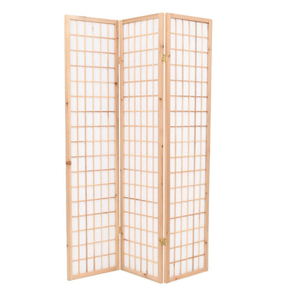 Folding 3-Panel Room Divider Japanese Style 120x170 cm Natural