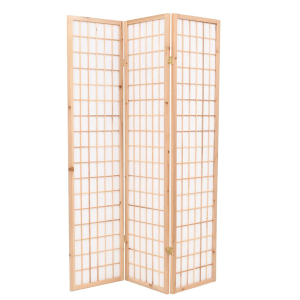  Folding 3-Panel Room Divider Japanese Style  Natural