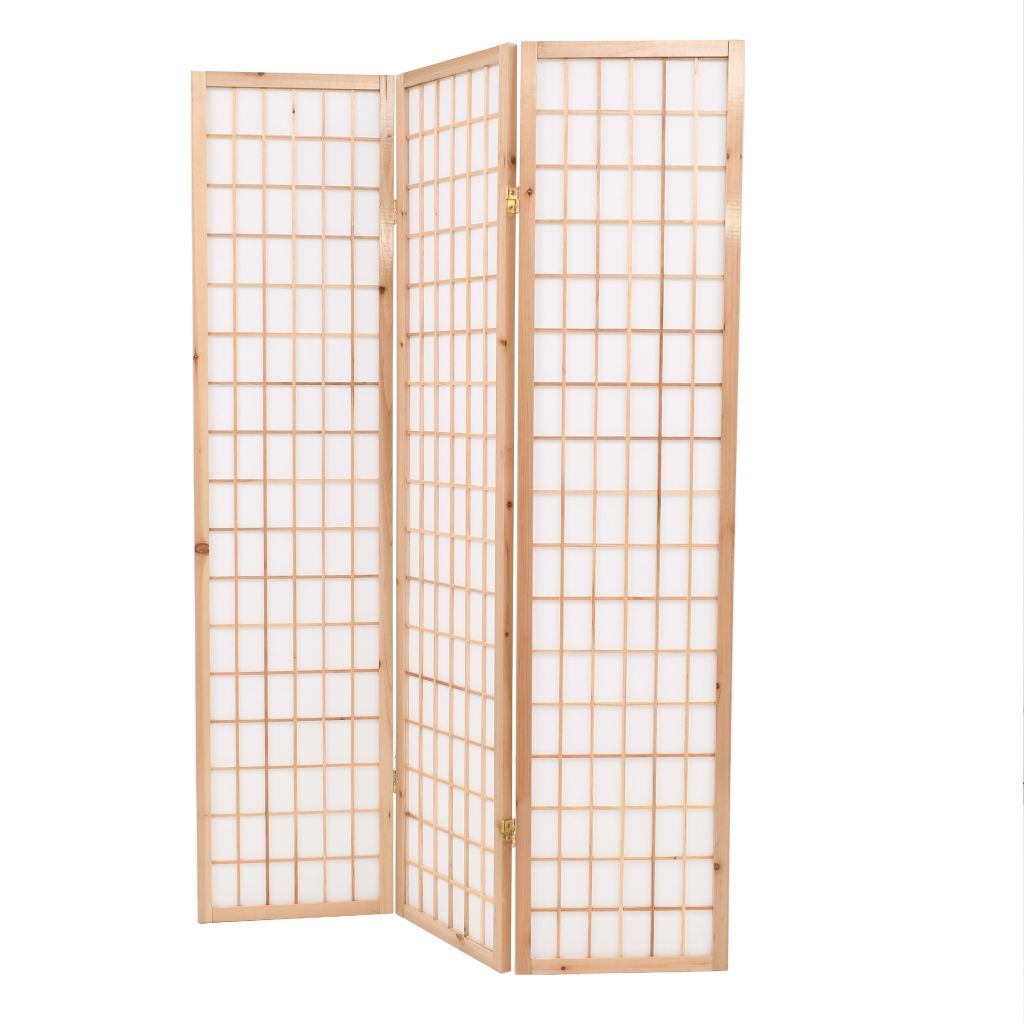 Folding 3-Panel Room Divider Japanese Style 120x170 cm Natural