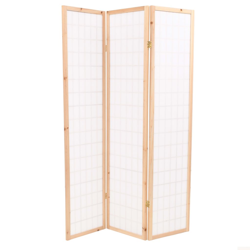 Folding 3-Panel Room Divider Japanese Style 120x170 cm Natural