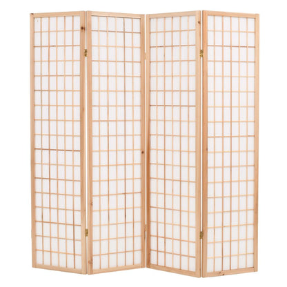 Folding 4-Panel Room Divider Japanese Style 160x170 cm Natural