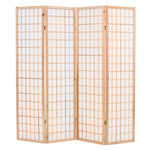 Folding 4-Panel Room Divider Japanese Style Natural