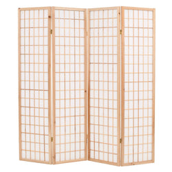 Folding 4-Panel Room Divider Japanese Style 160x170 cm Natural