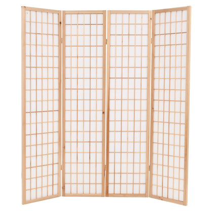Folding 4-Panel Room Divider Japanese Style 160x170 cm Natural