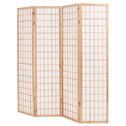 Folding 4-Panel Room Divider Japanese Style 160x170 cm Natural