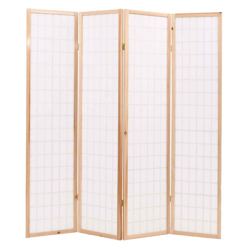 Folding 4-Panel Room Divider Japanese Style 160x170 cm Natural