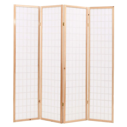 Folding 4-Panel Room Divider Japanese Style 160x170 cm Natural