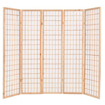 Folding 5-Panel Room Divider Japanese Style Natural