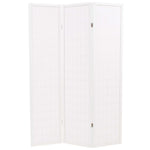 Folding 3-Panel Room Divider Japanese Style  White
