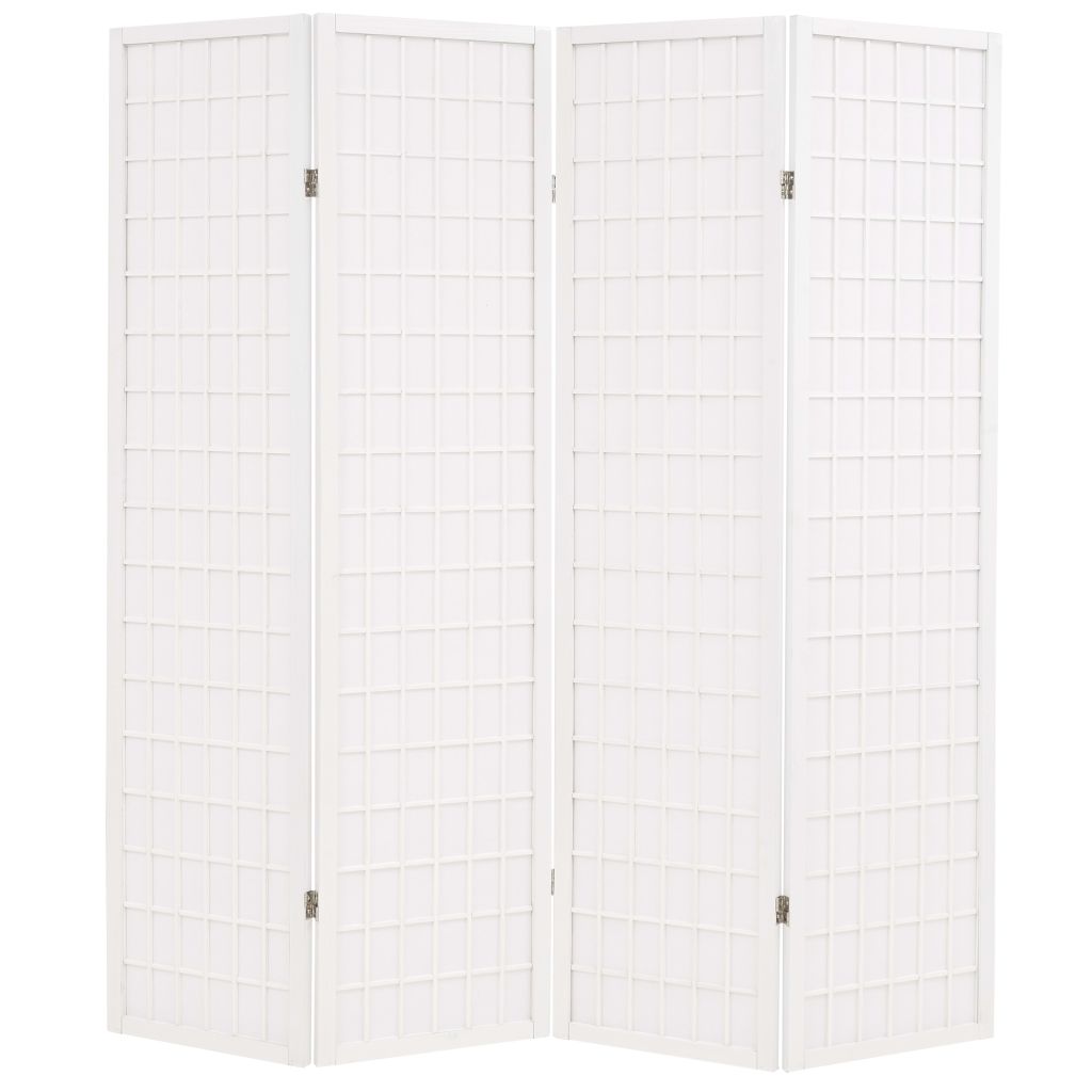 Folding 4-Panel Room Divider Japanese Style 160x170 cm White