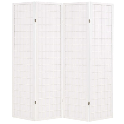 Folding 4-Panel Room Divider Japanese Style 160x170 cm White