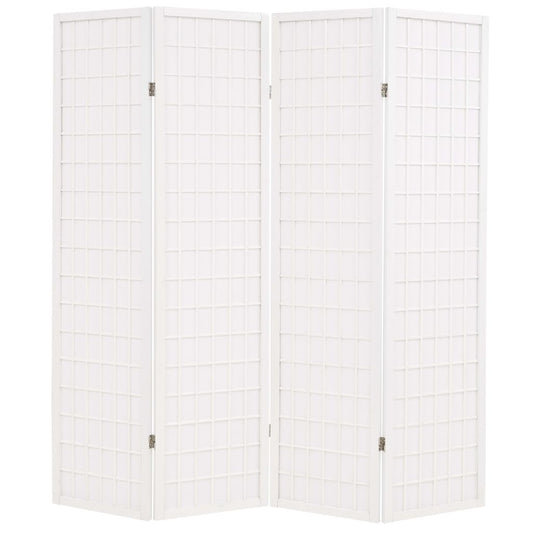 Folding 4-Panel Room Divider Japanese Style 160x170 cm White