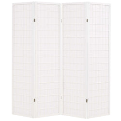 Folding 4-Panel Room Divider Japanese Style 160x170 cm White