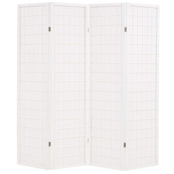  Folding 4-Panel Room Divider Japanese Style White