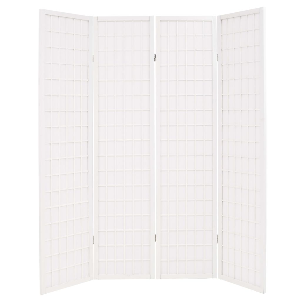 Folding 4-Panel Room Divider Japanese Style 160x170 cm White