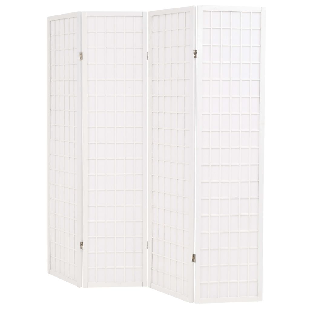 Folding 4-Panel Room Divider Japanese Style 160x170 cm White