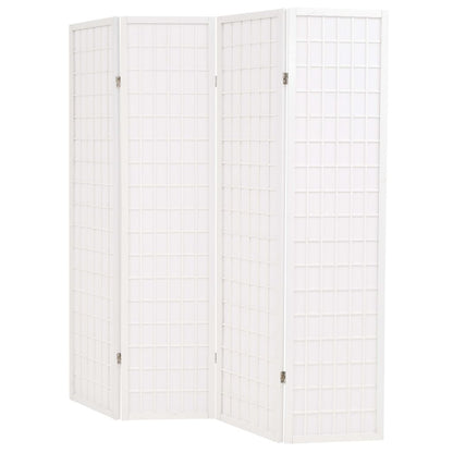 Folding 4-Panel Room Divider Japanese Style 160x170 cm White