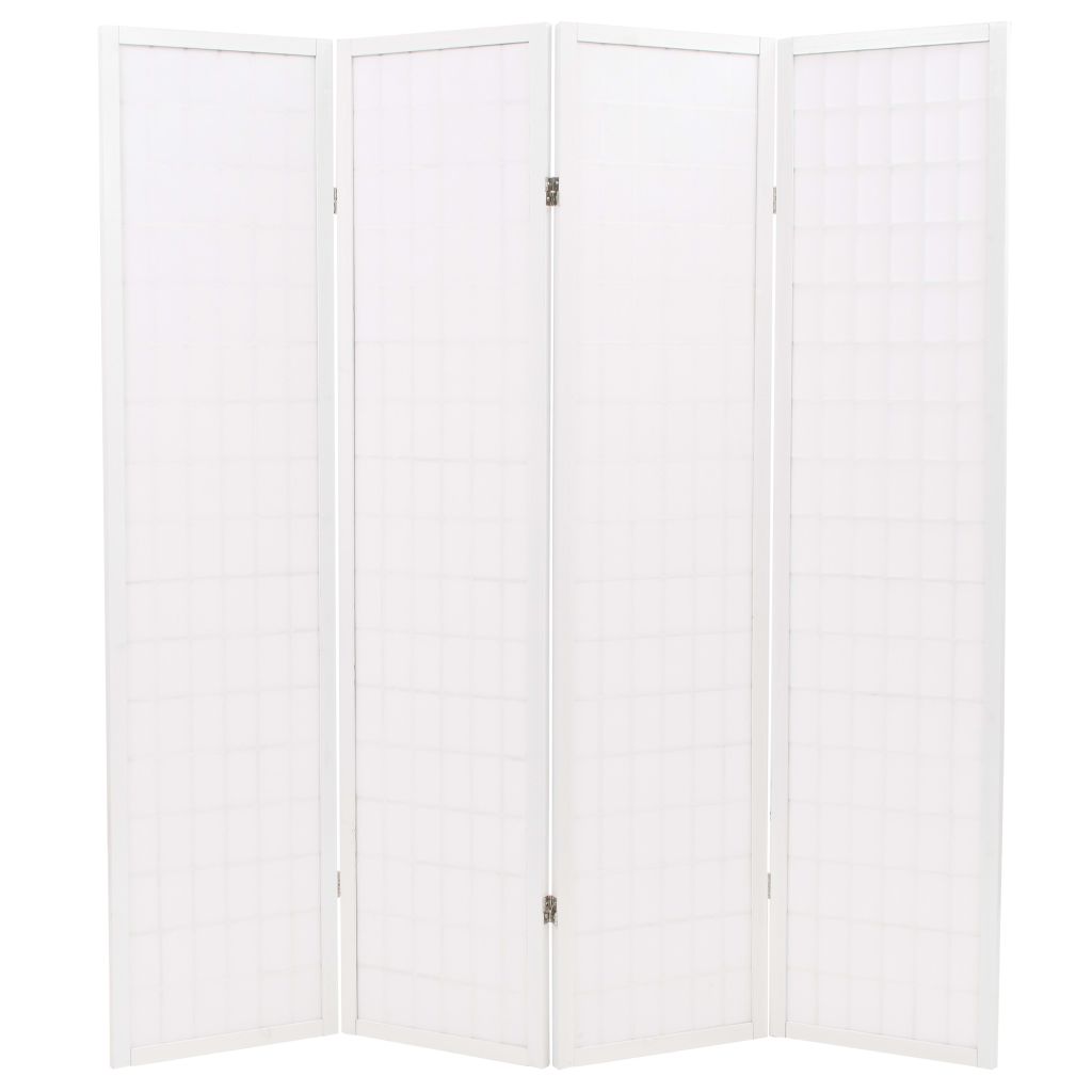 Folding 4-Panel Room Divider Japanese Style 160x170 cm White