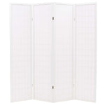 Folding 4-Panel Room Divider Japanese Style White