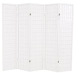 Folding 5-Panel Room Divider Japanese Style White