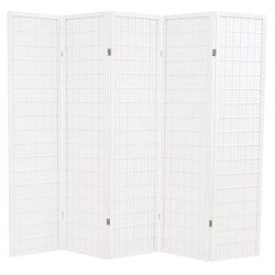 Folding 5-Panel Room Divider Japanese Style 200x170 cm White