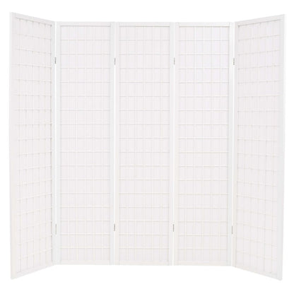Folding 5-Panel Room Divider Japanese Style 200x170 cm White