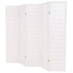 Folding 5-Panel Room Divider Japanese Style White