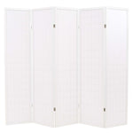 Folding 5-Panel Room Divider Japanese Style White