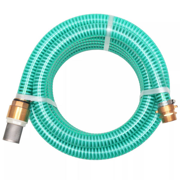  Suction Hose with Brass Connectors 3 m 25 mm Green