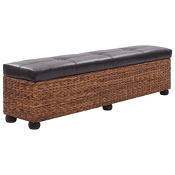 Bench Seagrass 140x29x40 cm Brown