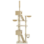 Cat Tree with Sisal Scratching Posts 230-260 cm Beige