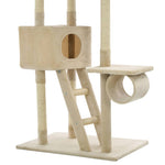 Cat Tree with Sisal Scratching Posts 230-260 cm Beige