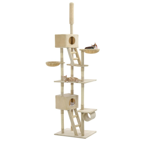  Cat Tree with Sisal Scratching Posts 230-260 cm Beige