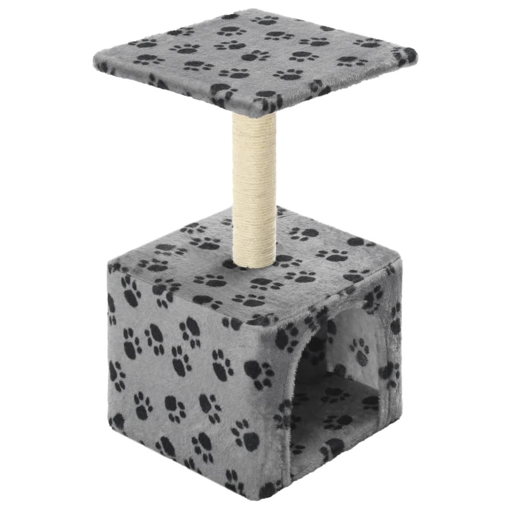 Cat Tree with Sisal Scratching Post 55 cm Grey Paw Print