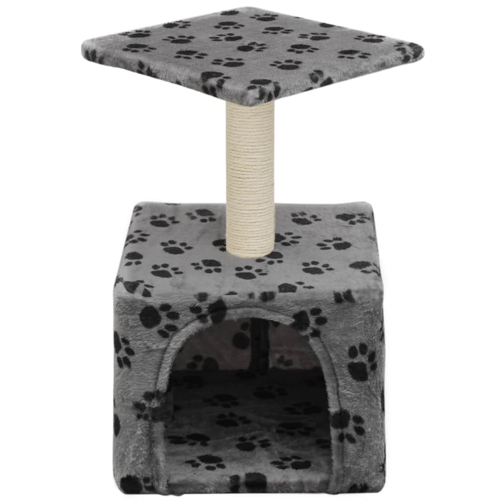 Cat Tree with Sisal Scratching Post 55 cm Grey Paw Print