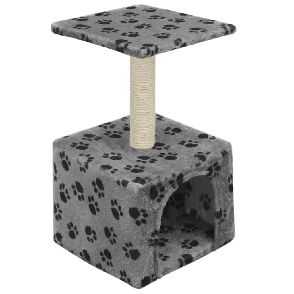 Cat Tree with Sisal Scratching Post 55 cm Grey Paw Print