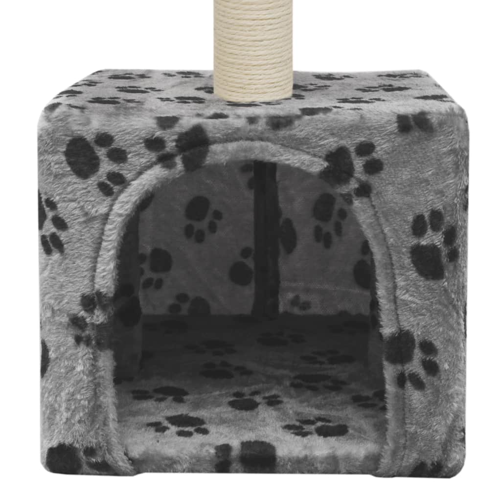 Cat Tree with Sisal Scratching Post 55 cm Grey Paw Print