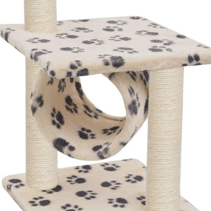 Cat Tree with Sisal Scratching Posts 65 cm Beige Paw Print