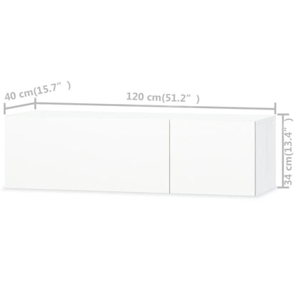 TV Cabinets 2 pcs Chipboard 120x40x34 cm High Gloss White
