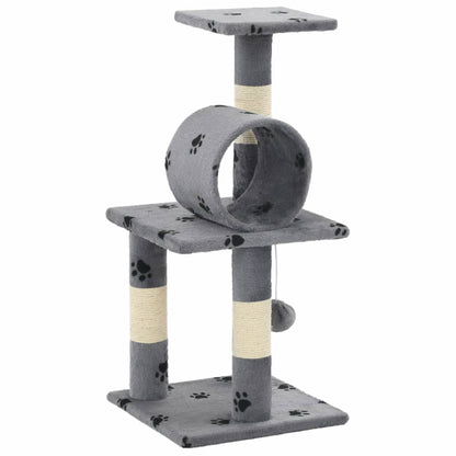 Cat Tree with Sisal Scratching Poasts 65 cm Grey Paw Prints