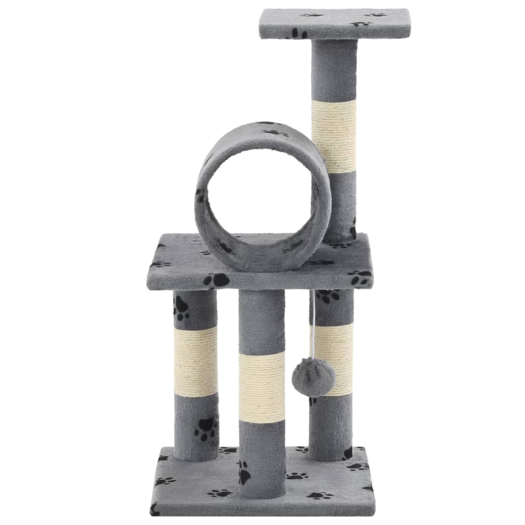 Cat Tree with Sisal Scratching Poasts 65 cm Grey Paw Prints