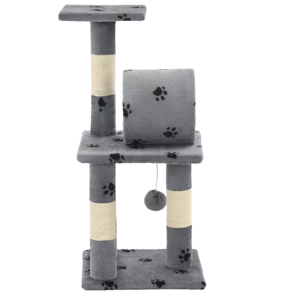 Cat Tree with Sisal Scratching Poasts 65 cm Grey Paw Prints