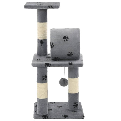 Cat Tree with Sisal Scratching Poasts 65 cm Grey Paw Prints