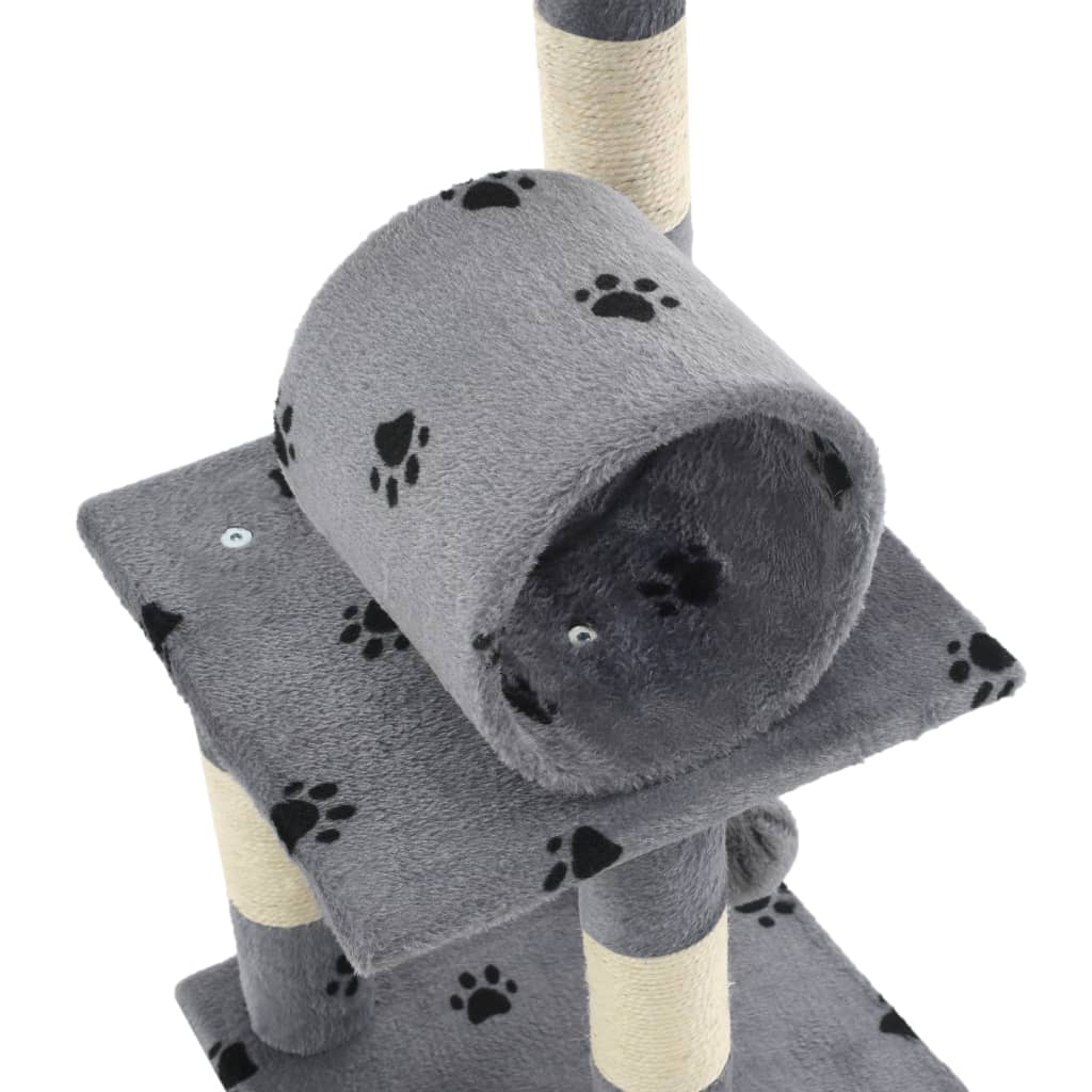 Cat Tree with Sisal Scratching Poasts 65 cm Grey Paw Prints