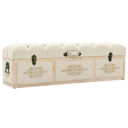 Storage Bench Solid Wood and Fabric 120x32x38 cm