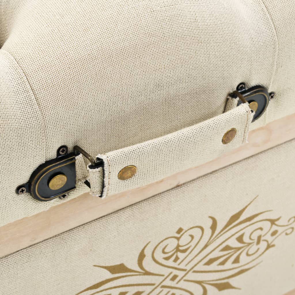 Storage Bench Solid Wood and Fabric 120x32x38 cm